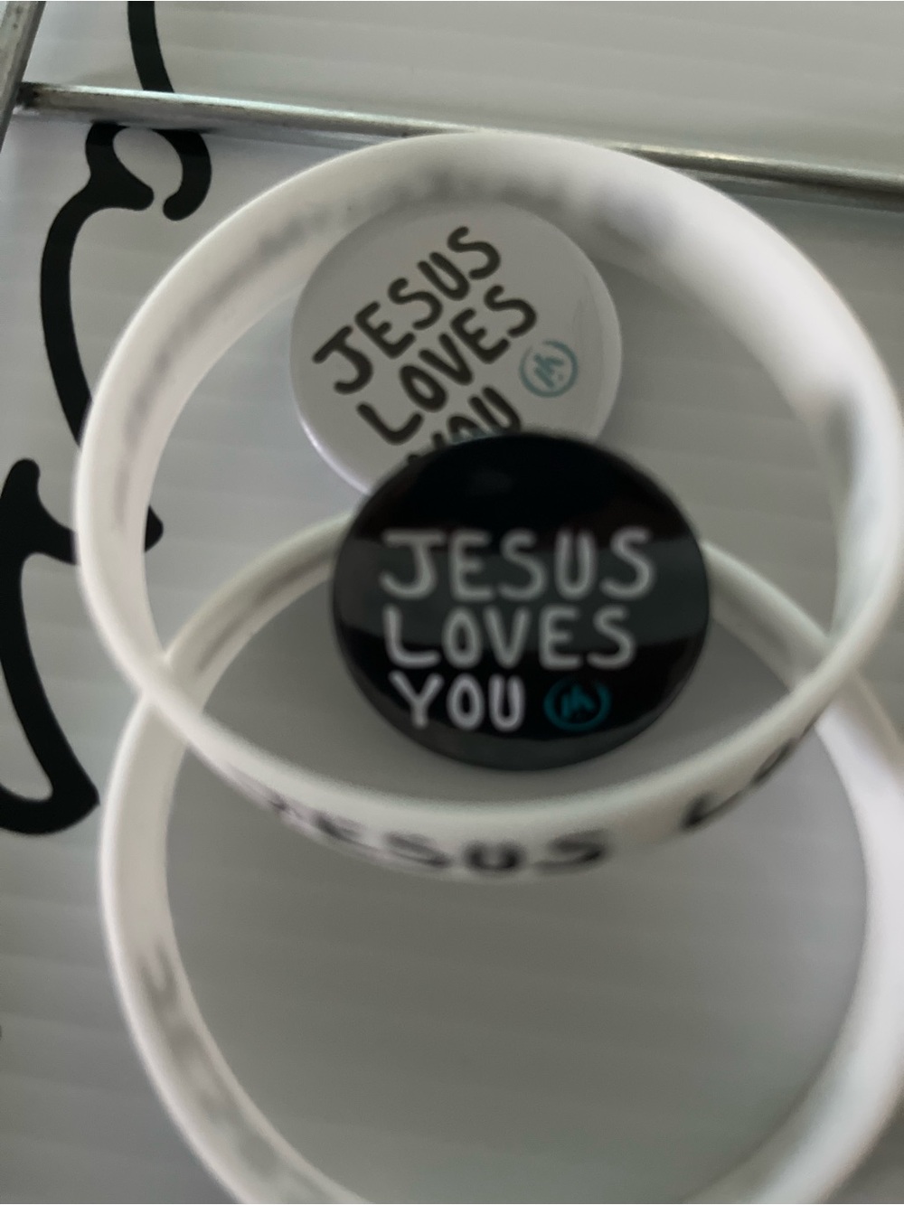 Jesus Loves You White and Black Wristband Set